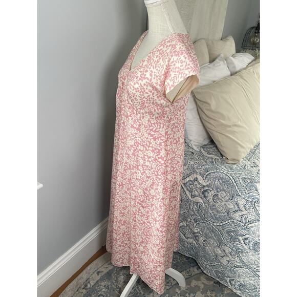 Isabella Bird Silk Midi Dress 6P Pink Floral Cottagecore Garden Wedding Guest - Picture 4 of 10
